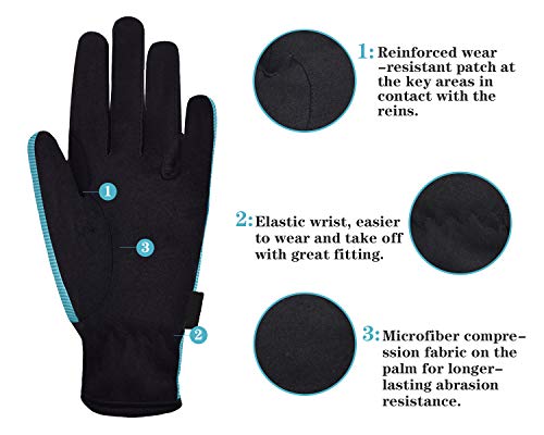 ChinFun Horse Riding Glove Equestrian Gloves Kids for Boys Girls Horseback Riding Gloves Grip for Youth Children Riding Sp...