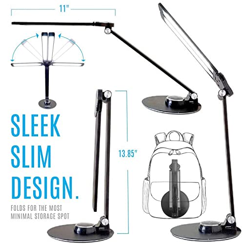 NUNET LED Desk Lamp, Rotatable Piano Lamp, 3 Lighting Modes, Brightness Adjustable, USB Charging, Black, Model NULED-MSL2black