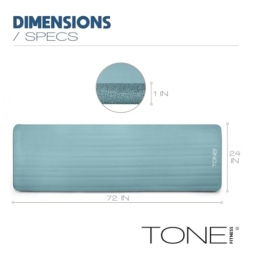 Tone Fitness 1-Inch Thick Yoga Mat | High-Density, Non-slip Exercise Mat with Carrying Strap for Yoga, Pilates, & Home Gym...