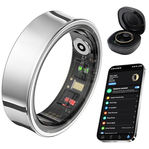 AMOVAN Smart Ring for Women Men, Fitness Tracker Ring with Body Temperature, Sleep Monitor, Blood Oxygen, Heart Rate, Calo...