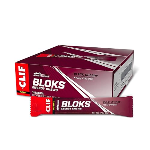 CLIF BLOKS - Black Cherry Flavor with Caffeine - Energy Chews - Non-GMO - Plant Based - Fast Fuel for Cycling and Running...