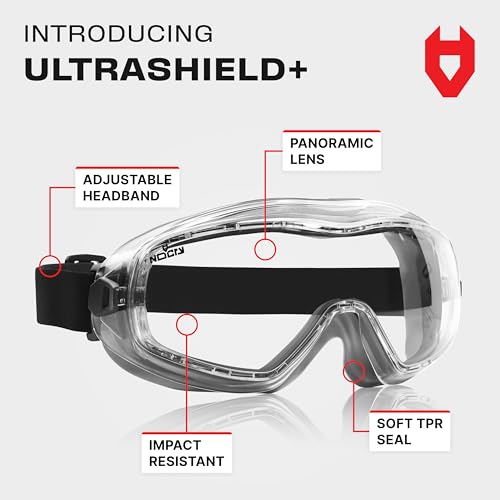 NoCry Anti Fog Safety Goggles for Men and Women with Premium Anti Scratch Coating - Vented Panoramic Lab Goggles; ANSI Z87...