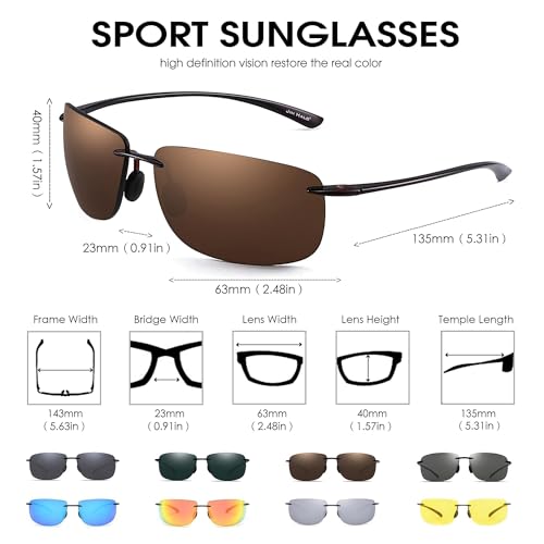 JIM HALO Sport Sunglasses for Men Women TR90 Rimless Frame for Running Fishing Cycling Driving