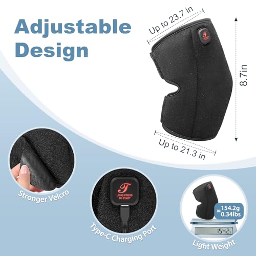 Heated Knee Brace, Cordless Knee Heating Pad for Arthritis, 3 Temperature Modes Knee Warmer, 3000mAh Battery Operated Knee...