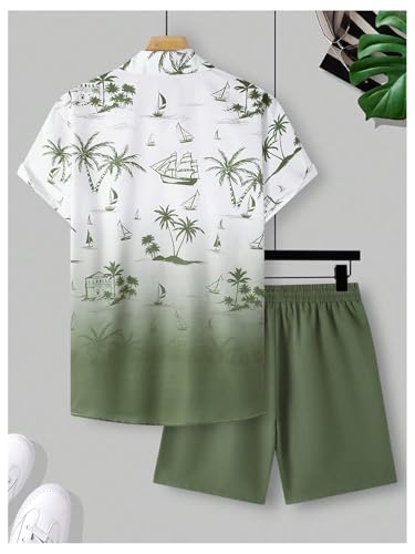 SOLY HUX Men's 2 Piece Outfits Button Down Short Sleeve Hawaiian Shirt and Shorts Set Summer Beach Vacation Clothes