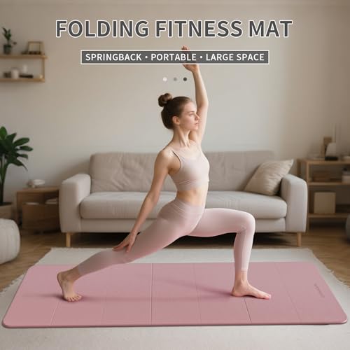 WOHAO 7-Fold Yoga Mat 74"x31" - 0.31 Inch Thick Folding Exercise Mat, Extra Wide Non-Slip POE Mat for Travel, Storage, Yog...