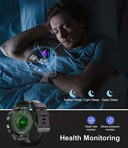 SUNKTA Smart Watch for Men Bluetooth Calls with,1.39''HD Touch Screen Tactical Smartwatch for Android and iPhone,5ATM Wate...