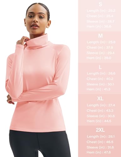 MAGCOMSEN Women's Thermal Shirts Mock Turtleneck Long Sleeve Undershirt Fleece Base Layer Top with Thumb Holes