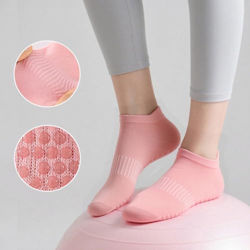kepiibi 5 Pairs Pilates Socks with Grips for Women Non Slip Grip Yoga Crew Socks for Barre Hospital Barefoot Workout
