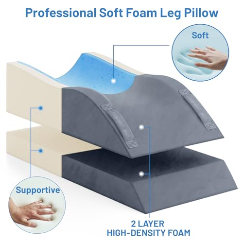 TranquilRelax Leg Elevation Pillows, Wedge Pillow for After Surgery, Memory Foam Leg Support Adjustable, Comfort Care for ...