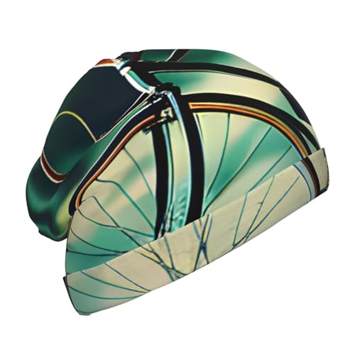 Retro Bicycle Print Soft Beanie Winter Hat Warm Thermal Cap Headwear for Snow Play Outdoor Activities