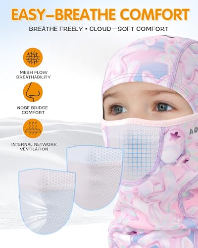 AOPREL Kids Balaclava Ski Mask with Breathable Holes, Windproof Fleece Full Face Mask for Cold Weather Boys Girls