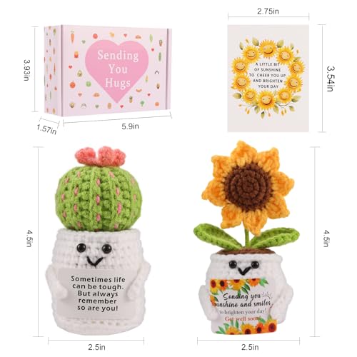 Munutix Get Well Gifts for Women - Positive Sunflower Crochet Surgery Recovery and Cancer Care Comfort Gifts, Get Well Soo...