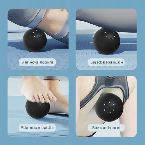 JIEJUNJIE Vibrating Massage Ball with 5-Speed Mode for Muscle Recovery, Myofascial Release - Deep Tissue Massage Ball for ...