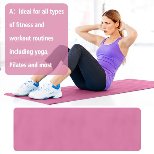 Yoga Mat with Strap 5mm Thick Non Slip Anti-Tear High Density Exercise Mat with Carrying Strap Hot Yoga Mat for Fitness, H...