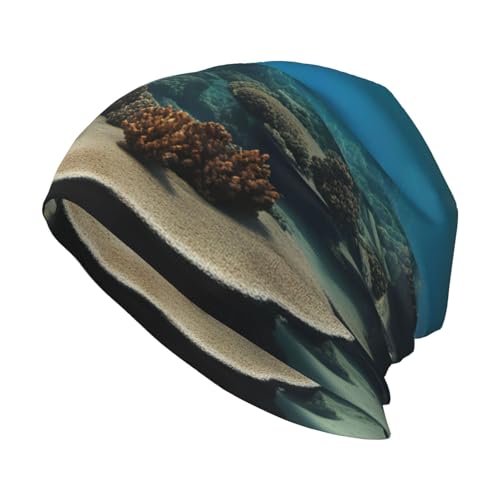 Underwater Ocean View Print Soft Beanie Hat for Men Women Warm Fashion Cap for Jogging Cycling Gift Outdoor Use Black