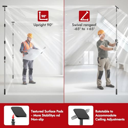 Teodute 12FT Dust Barrier Poles, 4 Pack Spring Retractable Zipper Wall Poles for Dust Barrier System with 2 Heavy-Duty Zip...
