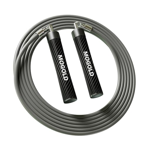 MOGOLD 1lb Weighted Jump Ropes for Women & Men with 1/2 Pound Jump Rope Cable & Thicker Leather Jump Rope Weighted Handle...