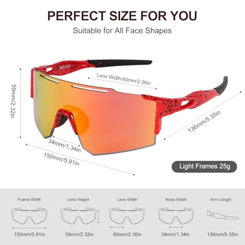 IX INOXTO Sports Sunglasses for Men Women Cycling Sunglasses Lightweight TR90 Frame UV400 Protection Goggles for Baseball Run