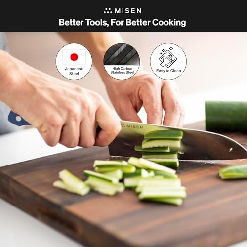 Misen 7.5" Santoku Knife - High Carbon Stainless Steel - Classic Japanese Chef Knife Design for Cutting, Slicing, and Chopping - Razor Sharp Japanese Style Kitchen Knife - White