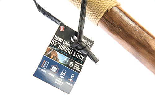 SE Survivor Series Wooden Walking/Hiking Stick, Hand-Carved Eagle Design, Hard Pine Wood, Rope Wrapped for Steady Grip, Wr...