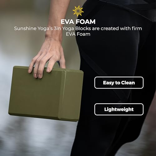 Sunshine Yoga 3" Yoga Block, 10 Pack Bulk EVA Foam Yoga Blocks, Firm and Supportive Yoga Brick, Balance Foam for Stretchin...