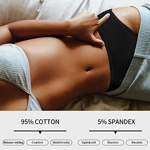 CULAYII Women's Cotton Bikini Panties, High-Cut Full Coverage Stretch Cool Underwear for Women