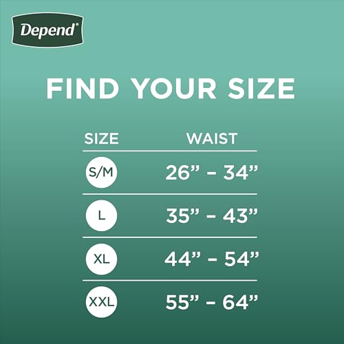 Depend Fresh Protection Adult Diapers, Incontinence Underwear for Men, Disposable, Maximum, Extra-Extra-Large, Grey, 44 Co...