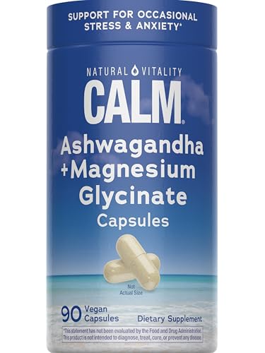 Natural Vitality Calm Ashwagandha + Magnesium Glycinate Capsules | Support for Occasional Stress & Anxiety | Gluten Free S...