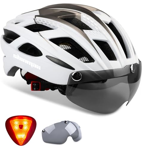 Shinmax Bike Helmet, CPSC/CPC Bike Helmet for Adult Men Women with Magnetic Goggles&Led Back Light Cycling Helmet Adjustab...