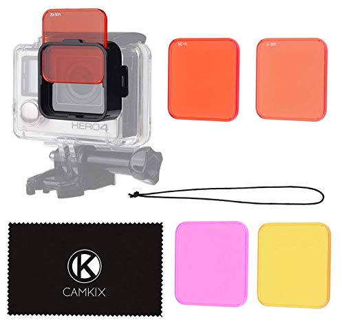 Camkix Diving Lens Filter Kit Compatible With Gopro Hero 4, Hero+, Hero And 3+ - Fits Standard Waterproof Housing - Enhances Col