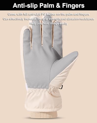 SUJAYU Winter Snow Gloves Ski Gloves Women Waterproof, Touchscreen Warm Glove for Ski Snowboard Snowmobile in Cold Weather