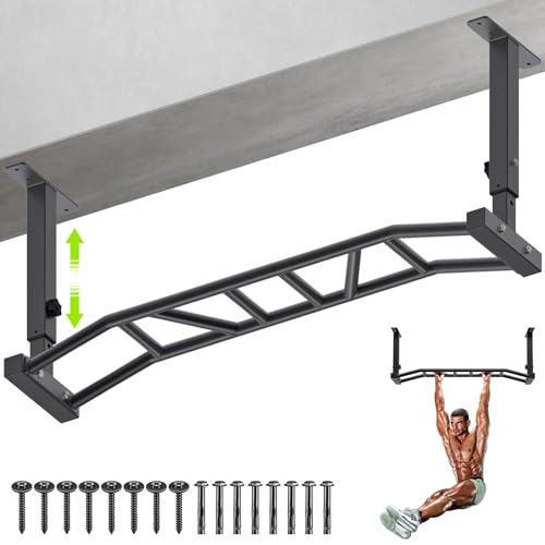 Kipika 48" Ceiling Mounted Pull Up Bar, Heavy Duty Multi-Grip Chin Up Bar,Mounted Pullup Bar, Adjustable Height, Pull Up B...