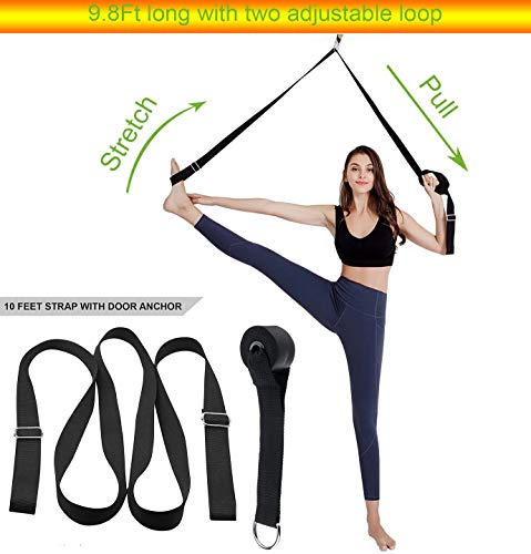 Stretching Strap with Door Anchor & Resistance Band – Improve Leg Stretch Flexibility for Splits, Ballet, Dance, Cheer, Yo...