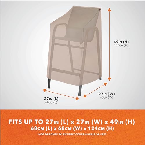Modern Leisure Chalet Stackable/High Back Bar Chair Cover - Weather-Resistant Fabric - Outdoor Furniture Protection Perfec...