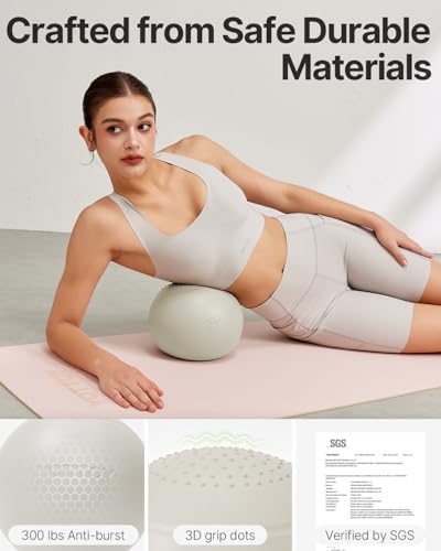 YOTTOY Small Exercise Ball，9-inch Pilates Ball with Anti-Burst Technology for Stability, Ideal for Yoga, Pilates, Physical...