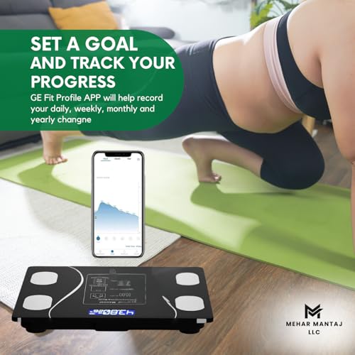 Bluetooth Smart Body Fat Scale – Digital Bathroom Scale with USB Rechargeable Power, Body Composition Analyzer for Weight,...