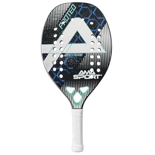 AMA SPORT Beach Tennis Racket Carbon Fiber with EVA Foam Core Professional Carbon Beach Tennis Paddles for Advanced Players