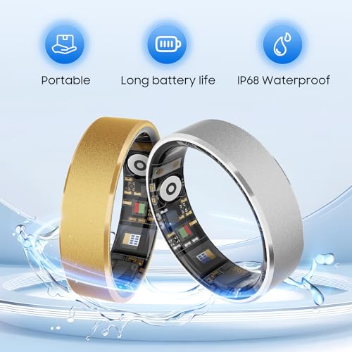 prxxhri Smart Health Ring, Featuring Stress and Sleep Monitoring Functions, Compatible with iOS and Android, Waterproof Fi...