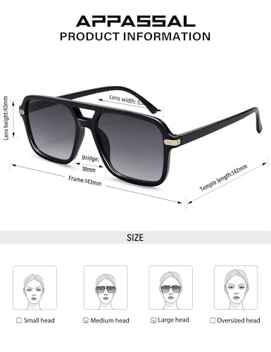 Appassal Retro Aviator Sunglasses for Women Men, Trendy Square Womens Mens Aviators UV400 Sunnies AP3784