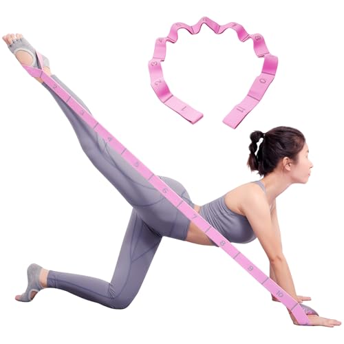 Elastic Stretching Strap with 11 Loops, Adjustable Stretch Band for Adults - Flexibility Straps for Yoga, Pilates, Dance -...