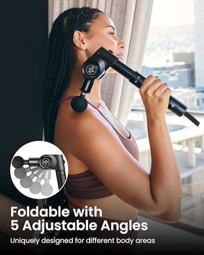 NAPRE Foldable Massage Gun with Extension Handle & 5 Adjustable Angles,Deep Tissue Back Massage for Neck/Body Pain Relief,...