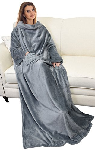Catalonia Wearable Blanket with Sleeves and Pocket, Cozy Soft Fleece Mink Micro Plush Wrap Throws Blanket Robe for Women a...
