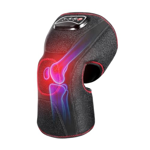 QUINEAR Air Compression Knee Massager with Heat, Knee Brace Wrap for Arthritis Pain Relief, Heating Pad for Knee for Circu...
