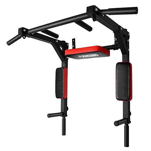 OneTwoFit Multifunctional Wall Mounted Pull Up Bar Chin Up bar Dip Station for Indoor Home Gym Workout, Power Tower Set Tr...
