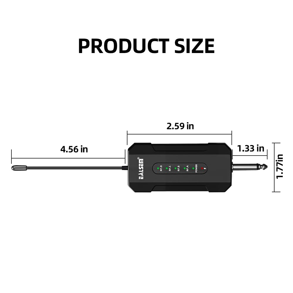 Ealsem Es-384 4-Ch Uhf Wireless Lapel Microphone System - 164Ft Range, Rechargeable Receiver, Plug-And-Play For Presentations -