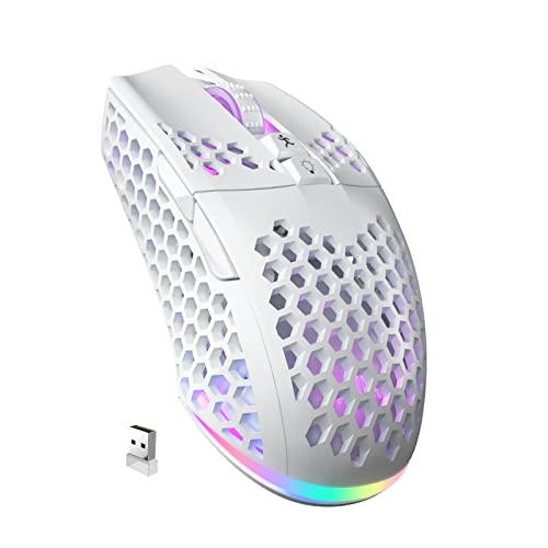 SOLAKAKA SM600 White Wireless Gaming Mouse,Tri-Modes BT5.1/Type-C Wired/2.4G Wireless Mouse with 2 Side Buttons, Programma...