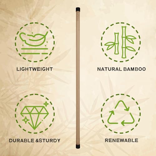 RitFit 5ft Natural Bamboo Yoga Stick, Exercise Stick, Stretching Stick, Versatile Tool for Yoga Practice, Stretching, Flex...