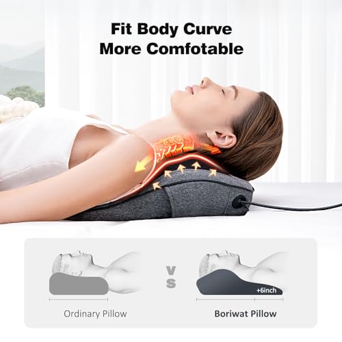 Boriwat Back Massager with Heat, Neck Massager for Pain Relief Deep Tissue, 3D Kneading Massage Pillow for Back, Neck, Sho...