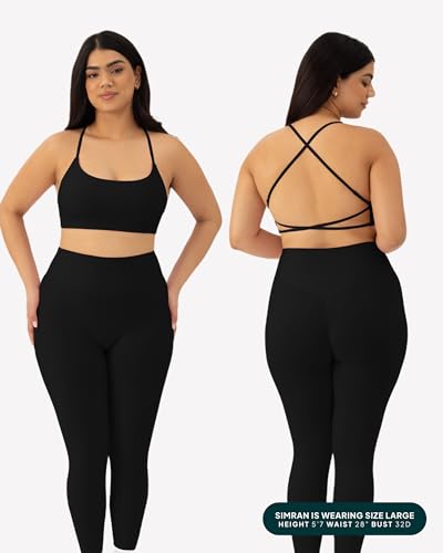 PAVOI ACTIVE Open Back Strappy Yoga Workout Bras for Women - Low Support Criss-Cross Sports Gym Bra Removable Pads - FlexFlow